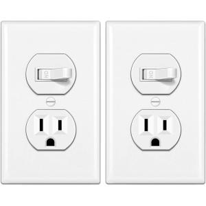 imageBESTTEN 6 Pack Combination Toggle Light Switch and Duplex Receptacle Outlet Single Pole Toggle Wall Switch Grounded Outlet Combo Style 15 Amp Wallplate Included UL Listed White2