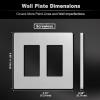 imageBESTTEN 2Gang Decor Silver Screwless Wall Plate Signature Collection USWP8 Series Decorator Outlet Cover Switch Plate H469 x W473 for Light Switch Dimmer Receptacle