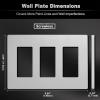 imageBESTTEN 3 Gang Silver Screwless Wall Plate Decorator Outlet Cover Decor Switch Plate H469 x W654