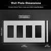imageBESTTEN 4 Gang Silver Screwless Wall Plate Decorator Outlet Cover Decor Switch Plate H469 x W835