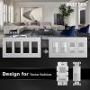 imageBESTTEN 4 Gang Silver Screwless Wall Plate Decorator Outlet Cover Decor Switch Plate H469 x W835