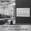imageBESTTEN 4 Gang Silver Screwless Wall Plate Decorator Outlet Cover Decor Switch Plate H469 x W835