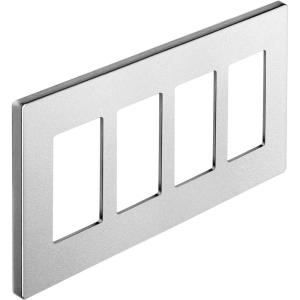 imageBESTTEN 4 Gang Silver Screwless Wall Plate Decorator Outlet Cover Decor Switch Plate H469 x W835