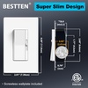image:imageBESTTEN 12 Pack Super Slim Dimmer Light Switch Single Pole or 3 Way Dimmable Switch Quiet Rocker Max 300W LED CFL 600W Incandescent Screwless Wall Plate Included ETL Listed White6