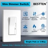 image:imageBESTTEN 12 Pack Super Slim Dimmer Light Switch Single Pole or 3 Way Dimmable Switch Quiet Rocker Max 300W LED CFL 600W Incandescent Screwless Wall Plate Included ETL Listed White6