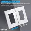 image:imageBESTTEN 1Gang Screwless Decorator Wall Plate Cover Gloss Snow White Decorative Outlet Cover Single Decor Light Switch Face Plate 100PKGloss Snow White