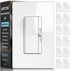 image:imageBESTTEN 12 Pack Super Slim Dimmer Light Switch Single Pole or 3 Way Dimmable Switch Quiet Rocker Max 300W LED CFL 600W Incandescent Screwless Wall Plate Included ETL Listed White12